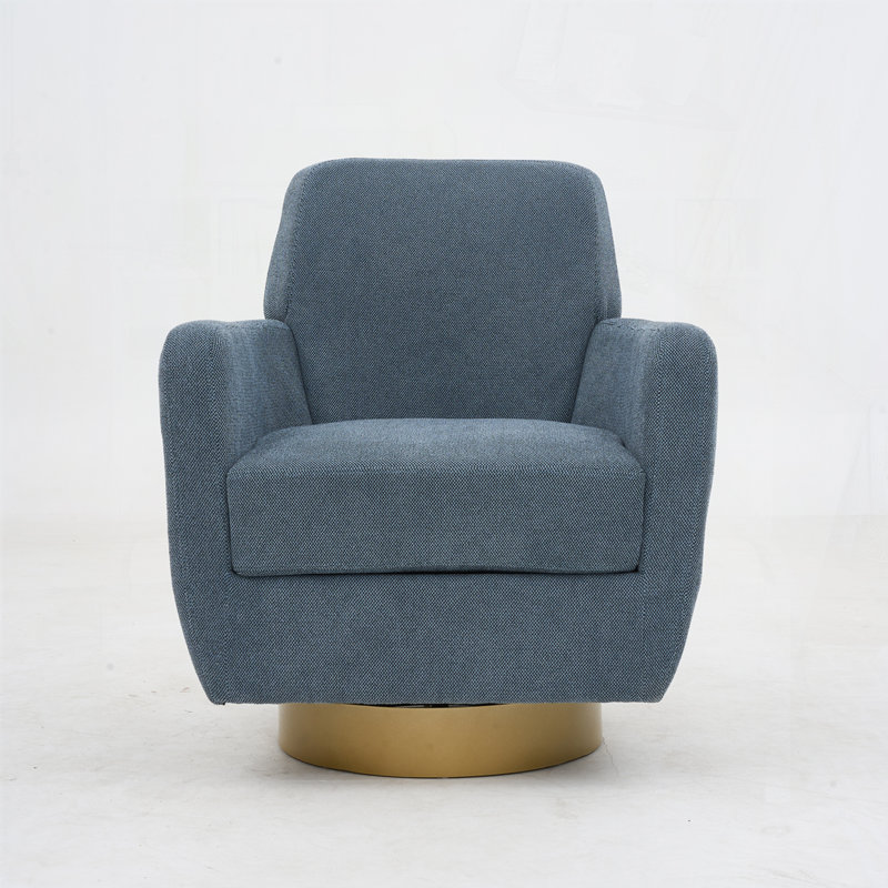 Canapé rotatif à 360 degrés Fauteuil en lin et tissu ergonomique, Lin de coton bleu