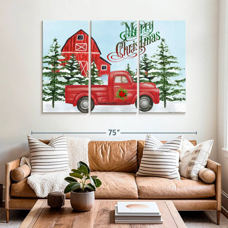 Grange et camion de Noël Lelend, H 42 po x l 65 po