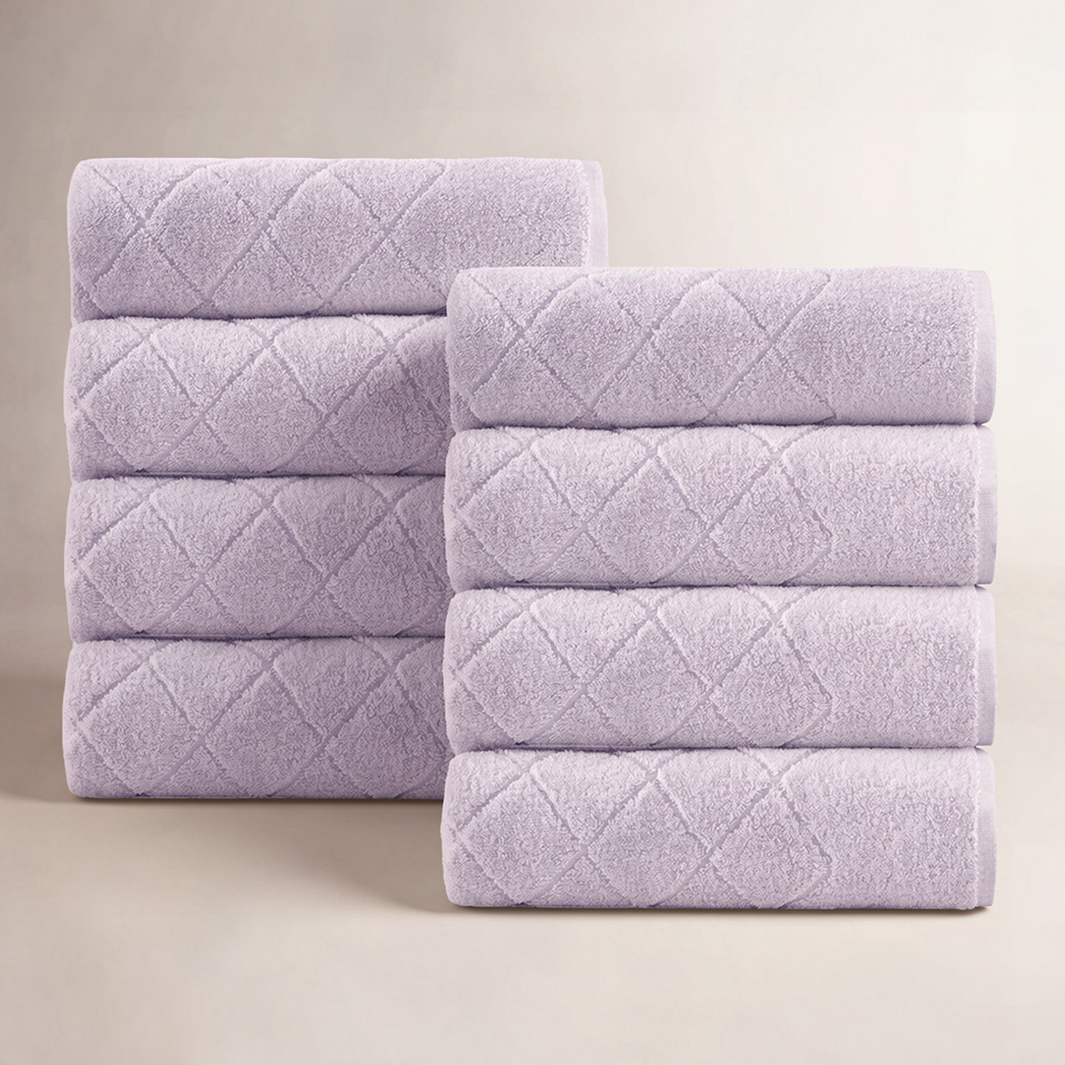Geometric Turkish Cotton Washcloths, Lilac