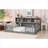 Full Size Floor Bed Frame with Built-in Storage, Neutral Gray Solid Pine for Small Bedroom Spaces