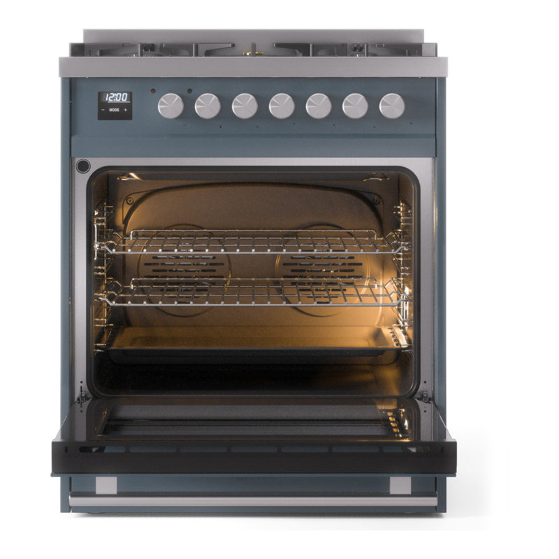 Cuisinière à double carburant 30 po ILVE Professional Plus II, Bleu gris / acier inoxydable, Gaz naturel