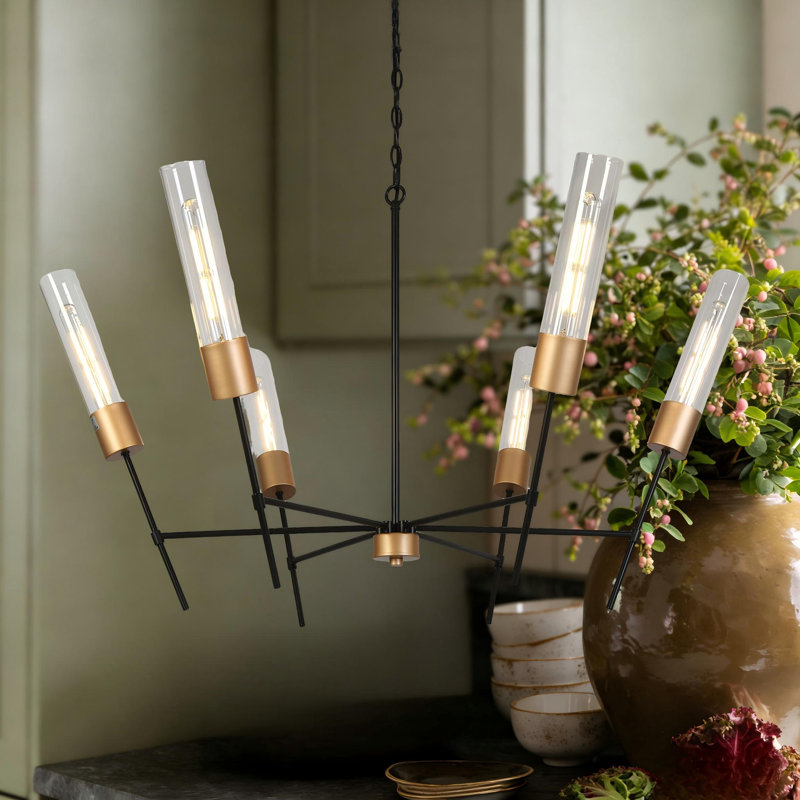 Lustre spoutnik moderne à 6 lumières 43,7 po à intensité variable
