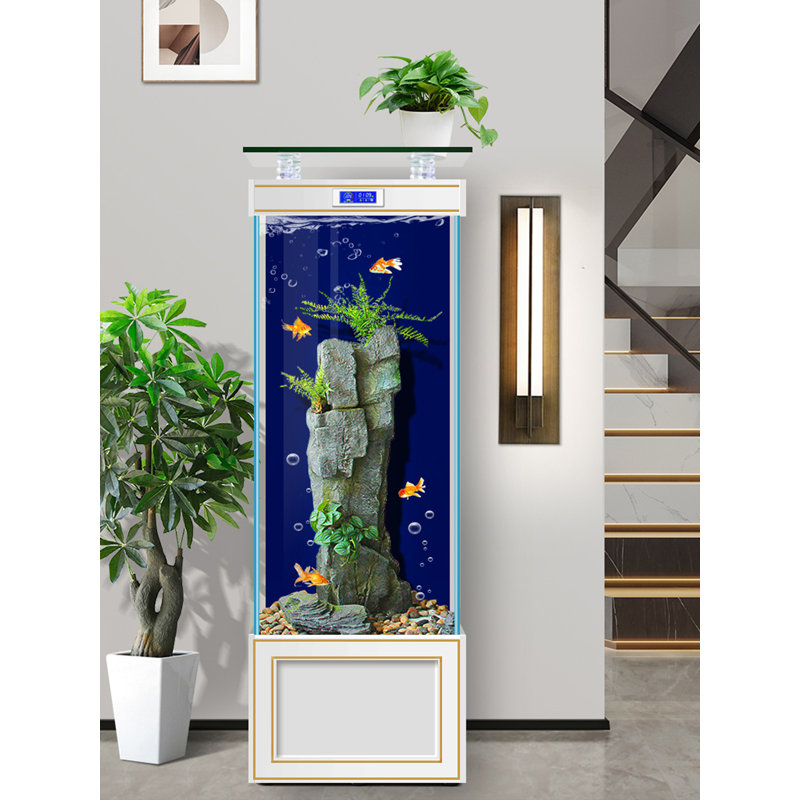 Aquariums de style européen avec verre ultra-transparent et détails dorés, 73,97 gallons (H 55,12 po x l 23,62 po x P 15,75 p