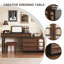 Meuble-lavabo rotatif brun 47,24 po avec commode avec tabouret de maquillage