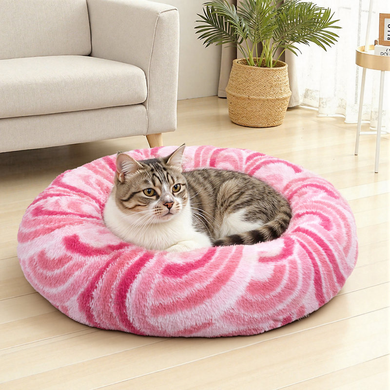 Réchauffant un beignet rond, Grand (H 9 po x l 36 po x P 36 po), Rose / Rouge / Blanc