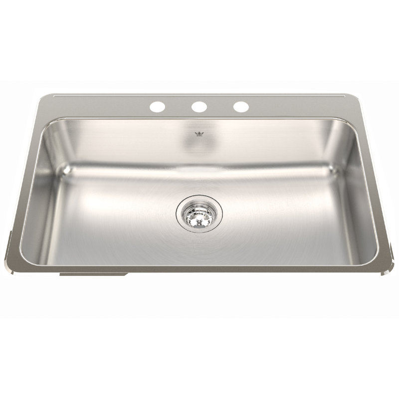 Évier de cuisine en acier inoxydable à simple cuve en acier inoxydable 31,25 po L, 3