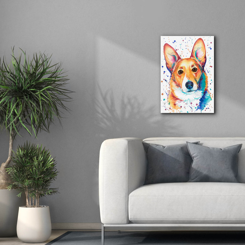 Art mural sur toile Winston Porter «Rainbow Dogs Corgi» par Lindsay Kivi, H 26 po x l 18 po x P 0,75 po