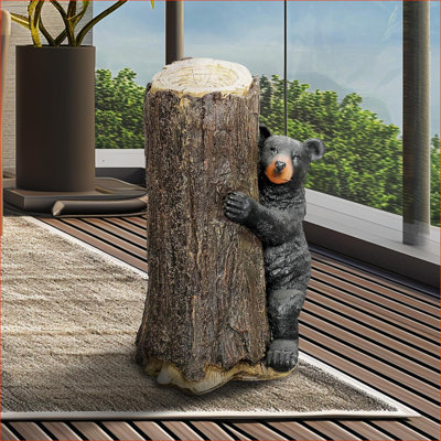 Statues de jardin | Arbre à ours noir 21,6 po, décoration de jardin intérieur et extérieur | Ciment béton | Gris anthracite
