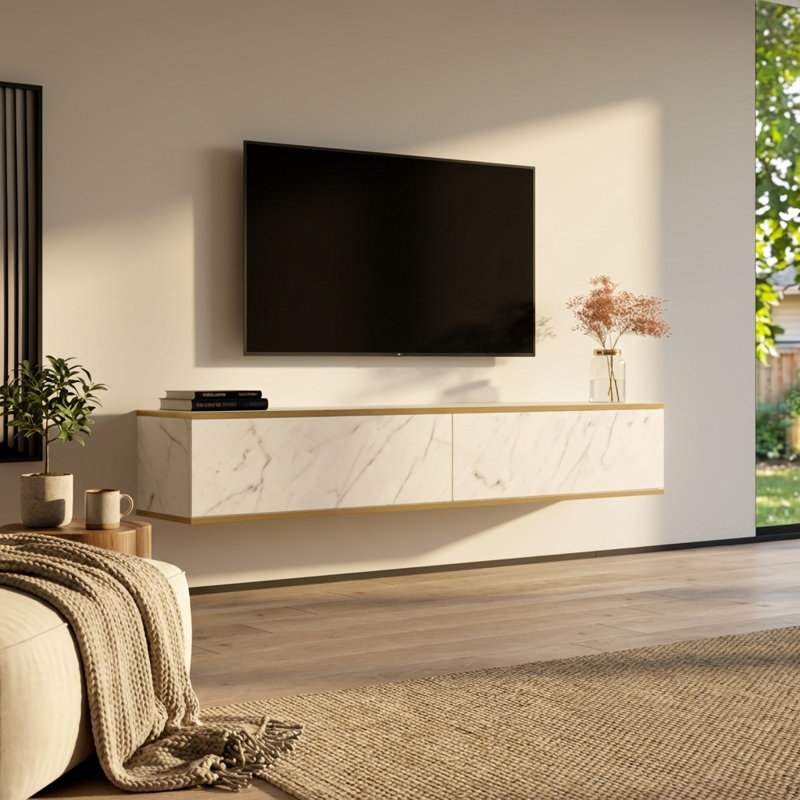 Hogsett 68.9" Modern TV Stand with Matte Finish, White