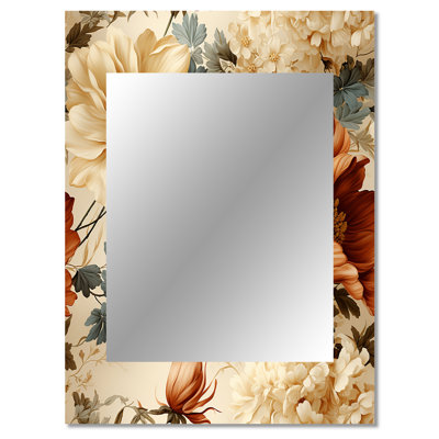 Lehman Rustic Brocade Elegance Victorian Pattern - Floral Decorative Mirror, Cottage Wall Mirror, Printed Metal Art