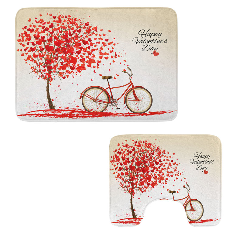  Ensemble de 2 tapis de salle de bain Valentines Day