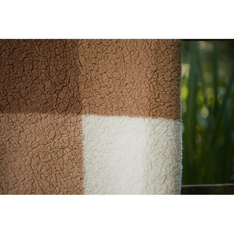 Taupe Plaid Reversible Sherpa Fleece Throw Blanket 50x60