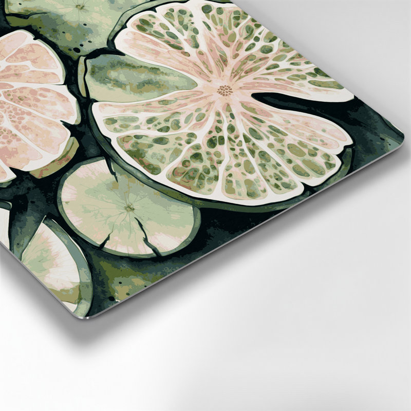 Art mural en métal légumes racines de lotus beige, H 8 po x l 8 po