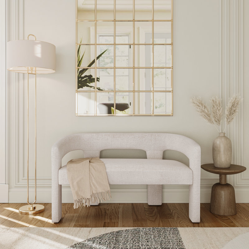 Banc rembourré Anouchka, Microsuède beige naturel Gwen