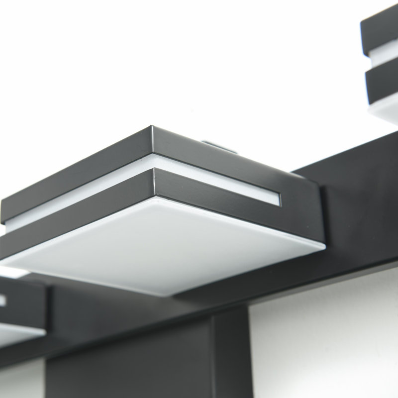 Lumières de meuble-lavabo modernes à DEL à intensité variable pour miroir, Quatre lumières, Noir mat