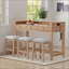 Ensemble de table de salle à manger 4 pièces pour 3 personnes, ensemble de table et chaises de cuisine rétro avec 3 tiroirs de rangement, idéal pour les petits espaces-1621321682