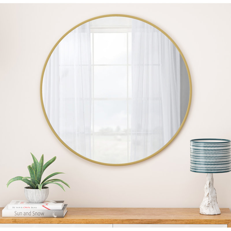  Miroir de salle de bain, salon, chambre à coucher, miroir en métal doré 36 po, Doré, 36 po x 36 po