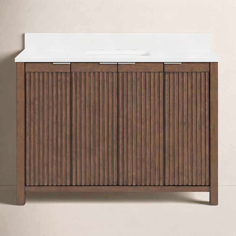 Through Lines 48" Single Bathroom Vanity, 8" Widespread, Brown