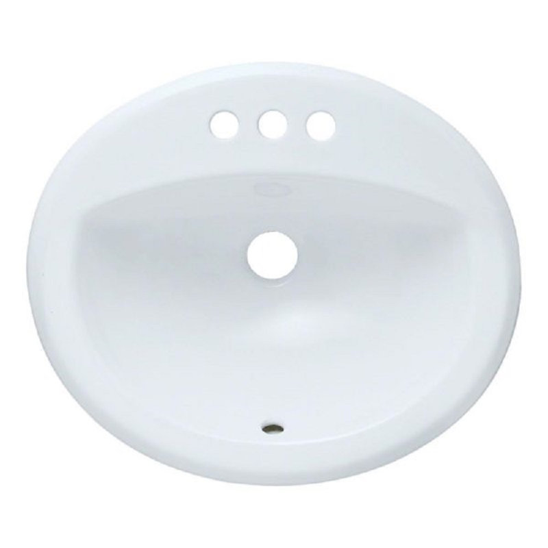 Lavabo de salle de bain ovale encastré en porcelaine blanche à fixation par le haut avec trop-plein