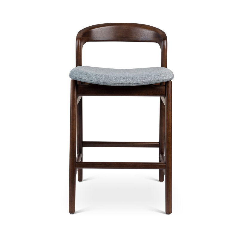 Modern Brazilian Velma Counter Stool, Counter Stool (25.25" Seat Height), Crafted Glaze Performance Boucle