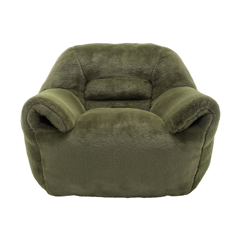 Bean Bag Chair, Green Faux Fur