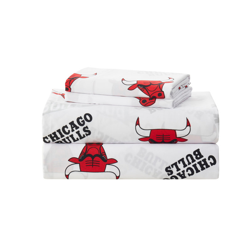 NBA Bed Sheet Sets By Sweet Home Collection, Chicago Bulls - Twin, Twin Sheet Set with 1 Pillowcase