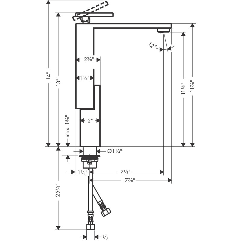 AXOR Edge Single-Hole Faucet 280, 1.2 GPM, Chrome