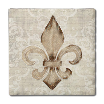 Deco Fleur 4-Pack Square Tumbled Tile Coasters