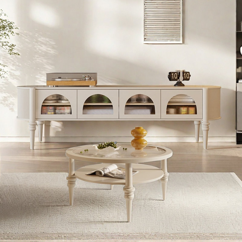 Ensemble de meuble télé et table basse en bois de cerisier