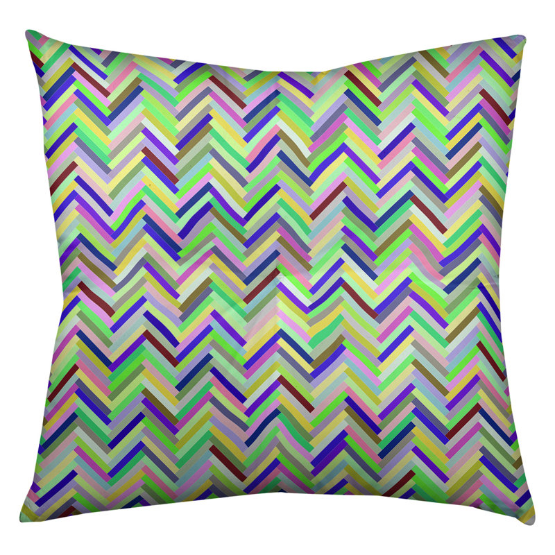 Coussin de plancher chevrons, 26 po x 26 po, Vert / bleu