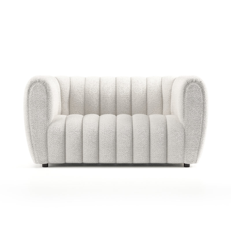 Causeuse rembourrée 63 po Celal, 100% polyester blanc cassé, H 31,5 po x L 63 po x l 34,5 po