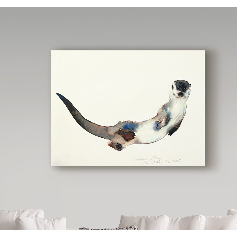 «Curious Otter» par Tellico, reproduction d'art sur toile tendue, H 35 po x l 47 po x P 2 po