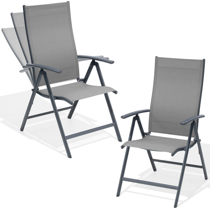Chaise de salle à manger d'extérieur avec dossier réglable, Gris clair