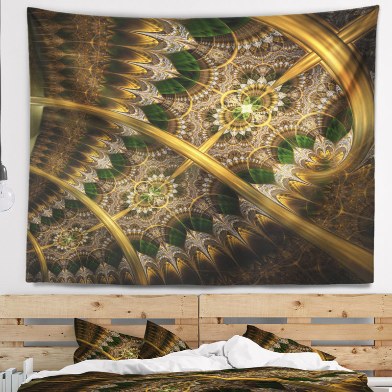 Tapisserie fleur abstraite fractale, H 78 po x l 92 po