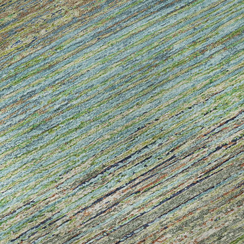 Premium Machine Washable Alijah AMF1264 Stripes Rug, Rectangle 8' x 10'