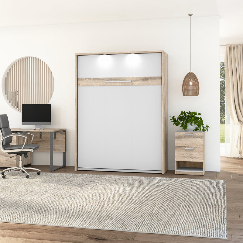 Lit escamotable standard Osterman, Grand, Brun rustique et blanc