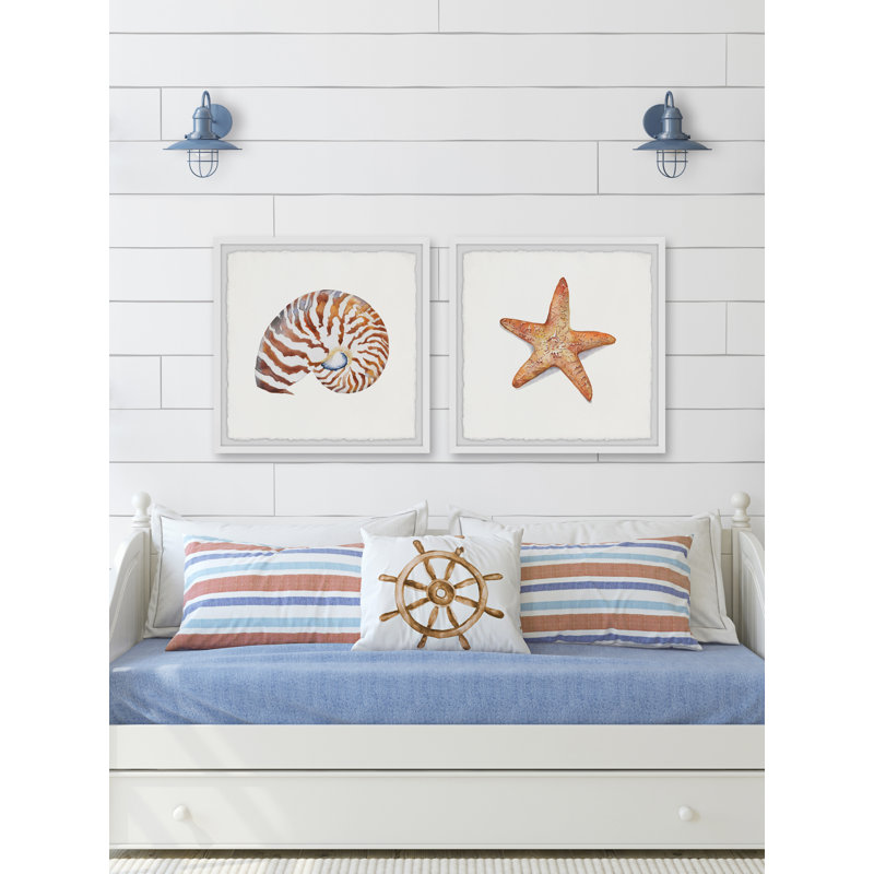Starry Shell - 2 Piece Single Picture Frame Painting, 61cm H x 122cm W x 3.81cm D
