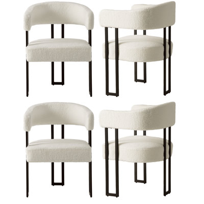 Haskett Upholstered Dining Armchair with metal legs