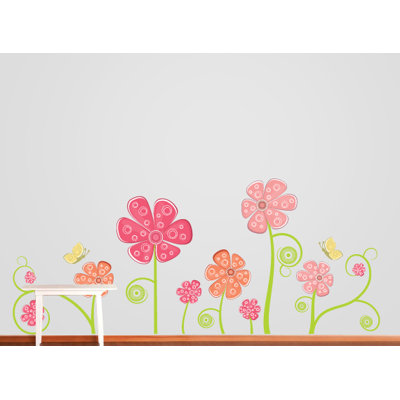 Décalcomanie murale fleur et papillon