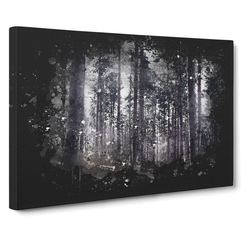 Conifer Tree Forest Vol.1 Paint Splash - Wrapped Canvas, 60cm H x 91cm W x 3cm D