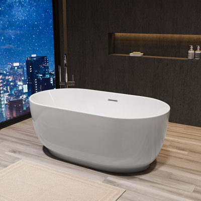 59" X 31.5" Freestanding Soaking Acrylic Bathtub