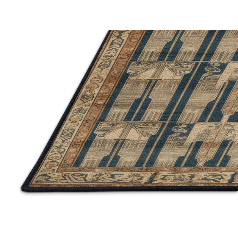 Tapis art déco brun lavable à la machine, Rectangulaire 2 pi x 3 pi