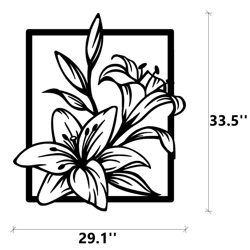 Decorative Metal Wall Accessory, Black Finish, 29.1 x 33.5 inches | 100% Metal Construction, Thickness: 0.06 inches | Easy Wall Mounting, Stylish Home Decor for Living Room, Bedroom, or Office Spaces