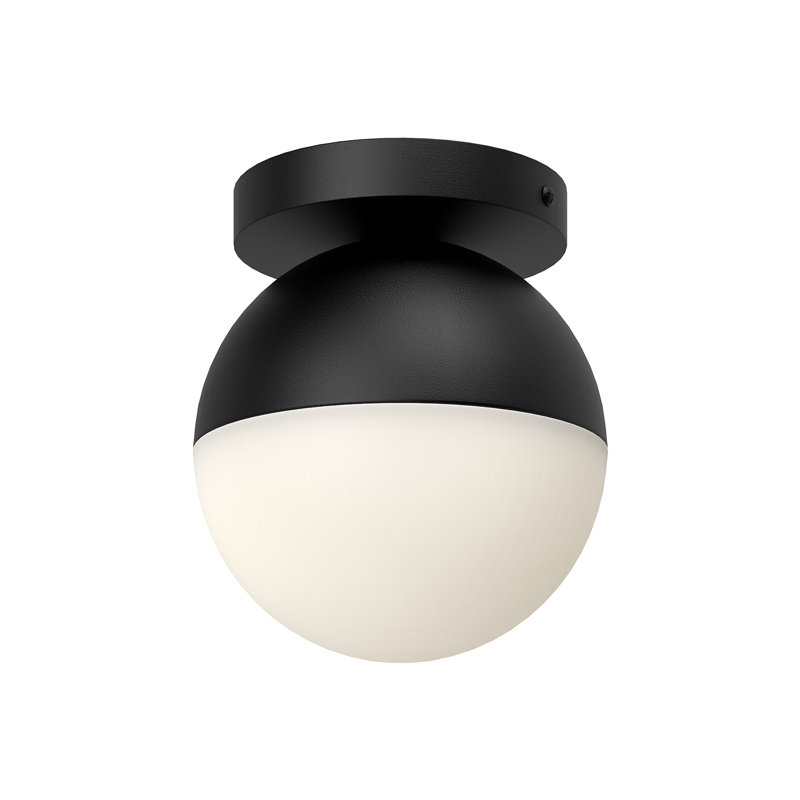 Monae Glass Flush Mount, 6.75" H x 6" W x 6" D, Black