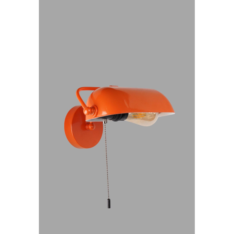 Lampe murale élégante avec corps en métal, finition orange, hauteur de 19,0 po | Plaque de base: 4,7 po x 1,2 po | Interrupteur marche / arrêt, douille E27 (40 W maximum) | Idéal pour le salon, la chambre à coucher et le bureau | Solution d'éclairage élégante et fonctionnelle