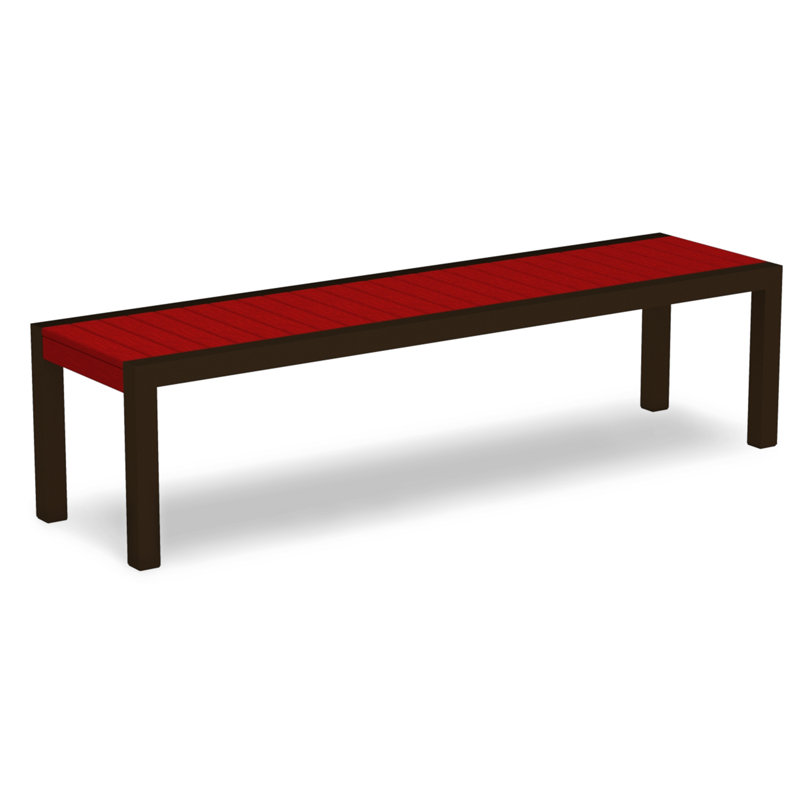 Banc POLYWOOD MOD 68 ", Bronze texturé, Rouge coucher de soleil