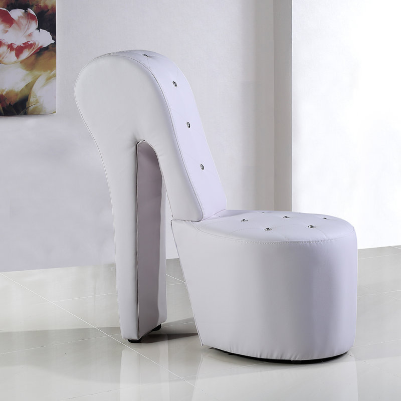 Schenck Faux Leather Shoe Accent Chair , White Faux Leather