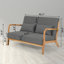 Chaise de loisirs Modern 2 avec pieds en bois massif, rembourrage en éponge, tissu de lin, accoudoirs et éponge de couleur gris foncé, gris respirant, aspect