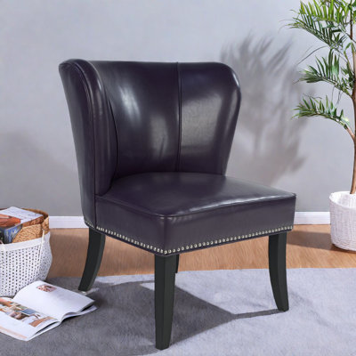 Comfortable Accent Chairs Pu Leather Modern Rivet Trim For Home