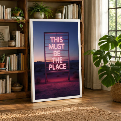 Neon Sign at Dusk Modern 1 Piece Wrapped Canvas Wall Art